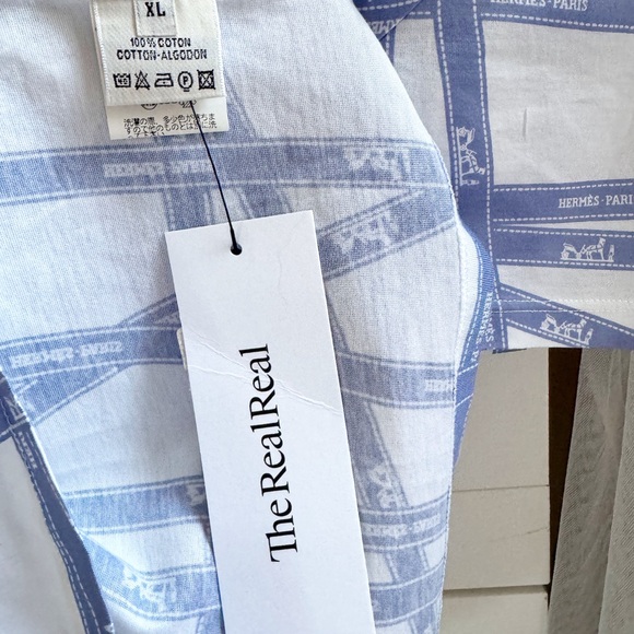 SOLD❤️HERMÈS authentic logo ribbon print boxy tee shirt top - Picture 5 of 8